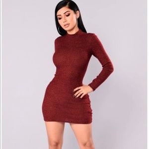 Burgundy Mini Sweater Dress NWT